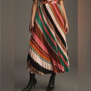 Maeve by Anthropologie Colorful Pleated Maxi Skirt